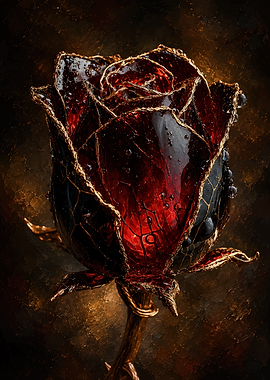 Gilded Crystal Red Rose