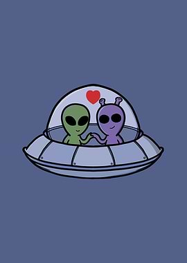 Cute Aliens in Love UFO