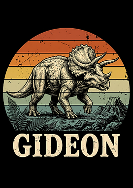 Gideon Triceratops Retro Sunset Graphic