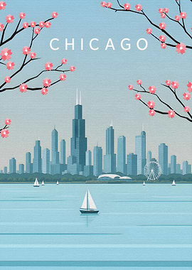 Chicago Skyline Travel Poster