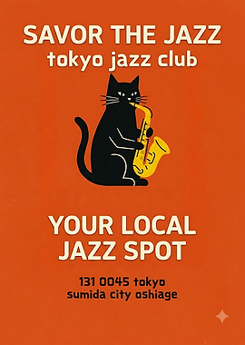 Tokyo Jazz Club Cat Poster