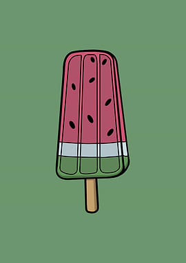 Watermelon Frozen Pop Illustration