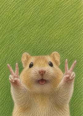 Cute Hamster Making Peace Sign