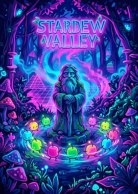 Stardew Valley Neon Forest Art