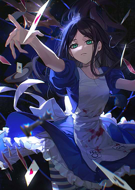 Dark Alice in Wonderland Anime Illustration