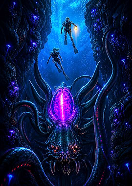 Subnautica Divers Encountering Deep Sea Monster