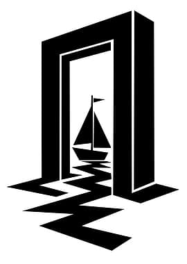 Minimalist Sailboat Through Archway Graphic