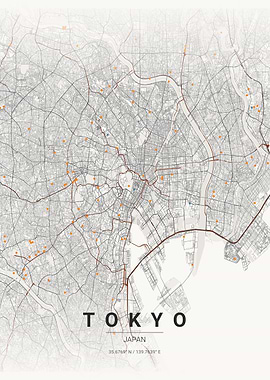 Minimalist Tokyo City Map Poster
