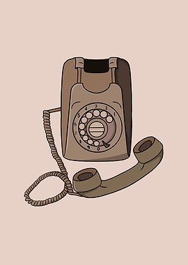 Vintage Rotary Telephone Illustration