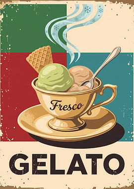 Vintage Gelato Advertising Poster