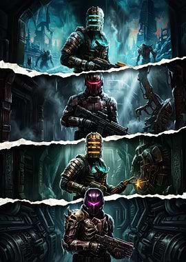 Dead Space Inspired Sci-Fi Warrior Collage