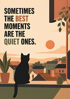 Quiet Moments Cat Sunset Poster
