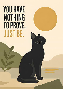 Minimalist Black Cat Inspirational Poster