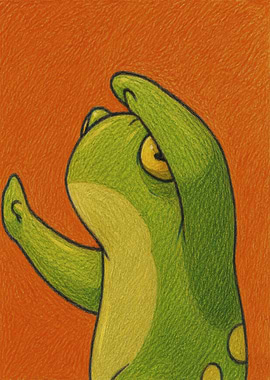 Cute Cartoon Frog Saluting