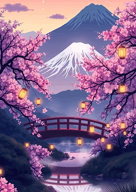 Mount Fuji Cherry Blossom Landscape