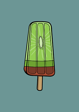Kiwi Fruit Frozen Pop Illustration