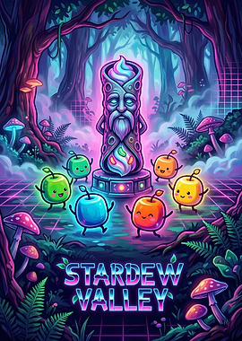 Stardew Valley Neon Forest Junimo Art