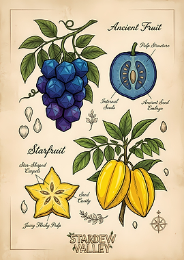 Stardew Valley Botanical Fruit Illustration