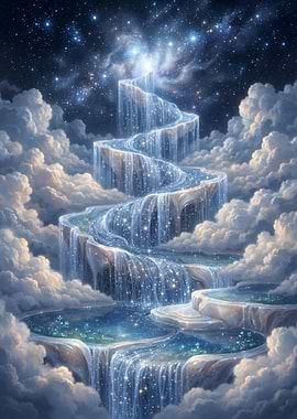 Celestial Waterfall in the Clouds