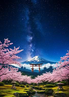 Mount Fuji Cherry Blossom Garden
