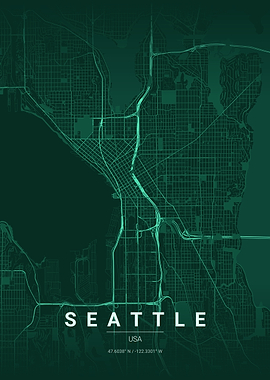 Seattle City Map Poster
