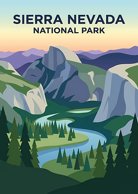 Sierra Nevada National Park Travel Poster