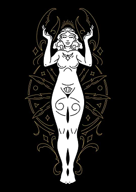 Celestial Cancer Zodiac Goddess Illustration