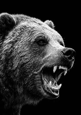 Fierce Grizzly Bear with Diamond Grillz