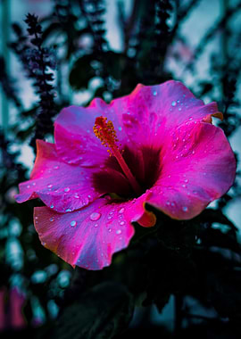 Ethereal Vibrant Pink Hibiscus Flower