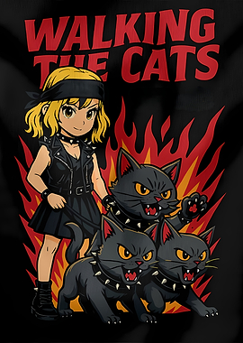 Walking the Cats Punk Anime Illustration