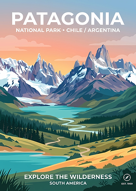 Patagonia National Park Travel Poster