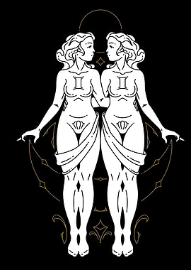 Gemini Zodiac Sign Line Art