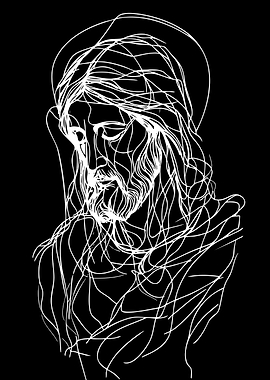 Abstract Line Art Portrait of Jesus