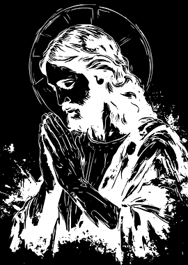 Black and White Praying Jesus