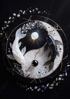 Yin Yang Koi Fish Gemstone