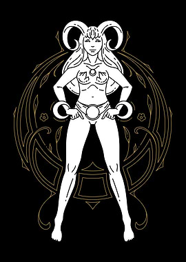 Aries Zodiac Goddess Illustration