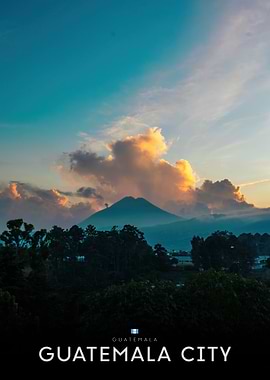 Guatemala City Volcano Sunset Landscape