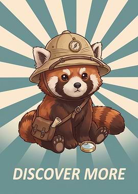 Cute Red Panda Explorer Poster