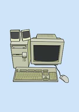 Vintage Retro Desktop Computer Illustration