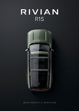 Rivian R1S Top View Poster