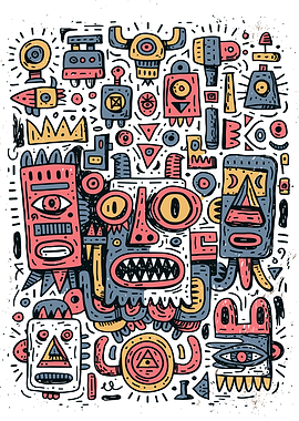 Whimsical Doodle Monster Art