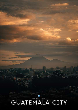 Guatemala City Skyline and Volcano
