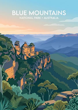Blue Mountains National Park Travel Poster