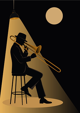 Jazz Trombone Player Silhouette