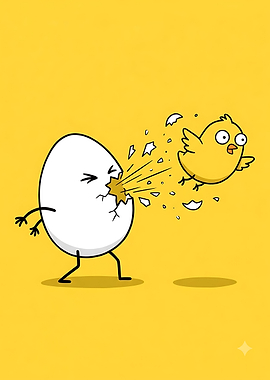 Funny Chick Hatching from Egg