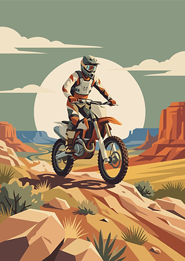 Motocross Rider in Desert Landscape
