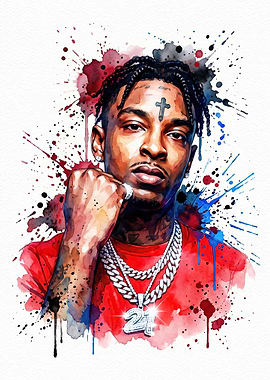 21 Savage Watercolor Portrait