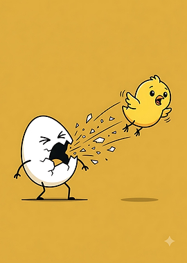 Funny Chick Hatching from Egg