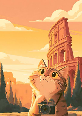 Cute Cat Photographer at the Colosseum