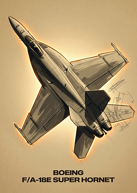 Boeing F/A-18E Super Hornet Blueprint Art